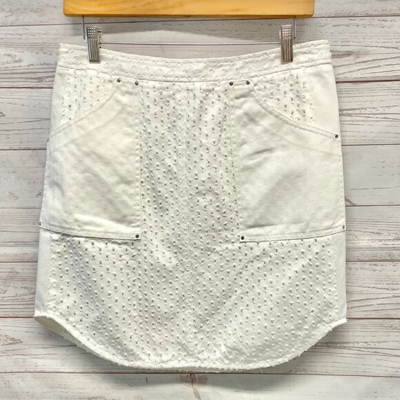 Rebecca Taylor punched denim white mini skirt with pockets - Picture 1 of 7